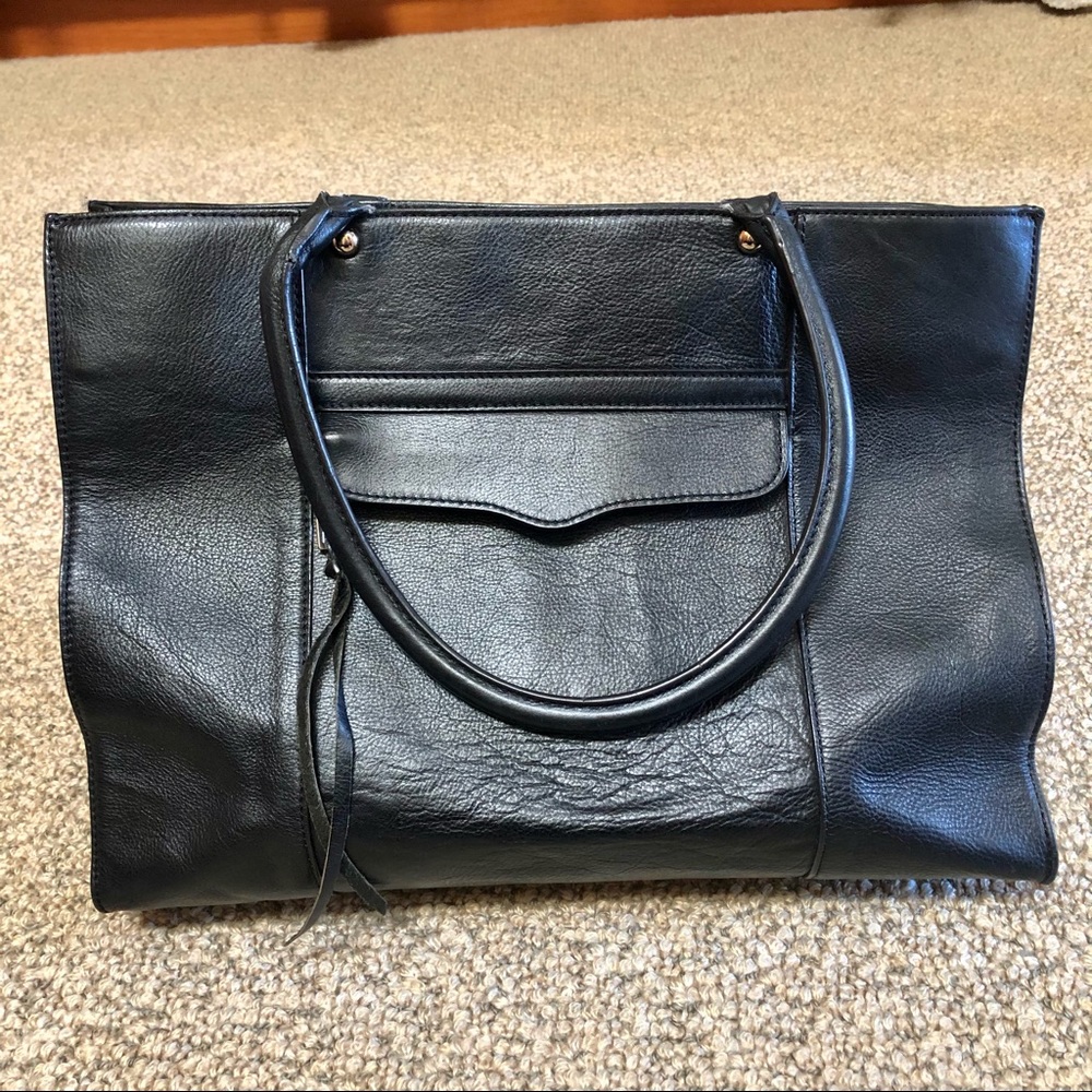 Rebecca Minkoff black leather tote handbag